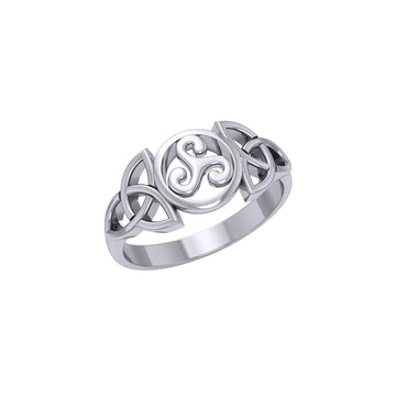Triskelion Spiral with Trinity Knot Silver Ring TRI1343 - Jewelry